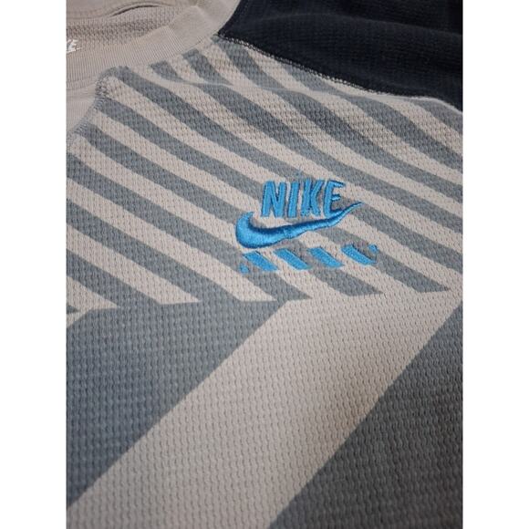 Nike Shirt Mens XXL Blue Check Vintage Thermal Waffle Kit Sportswear Y2K 90s - Picture 2 of 4